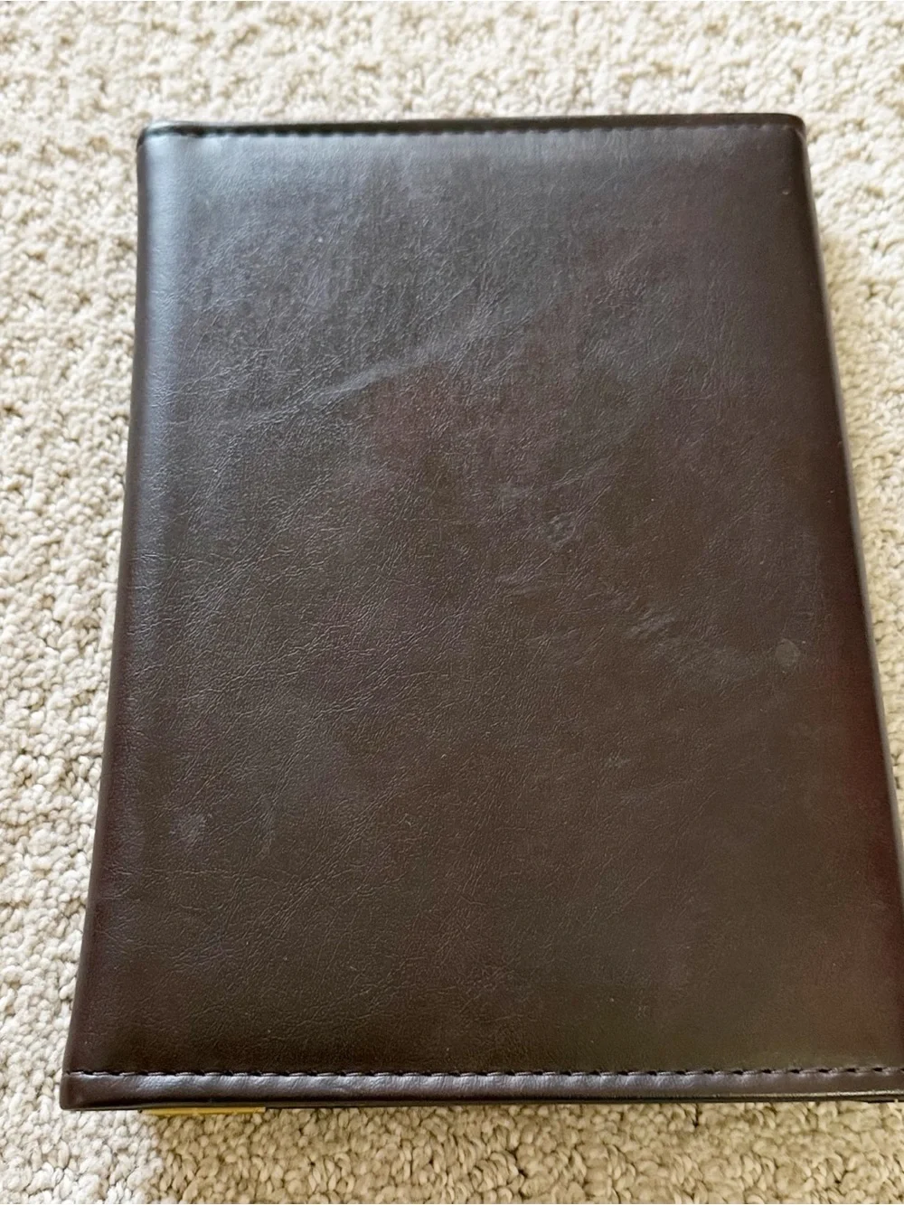 Small Brown Leather Portfolio Padfolio Organizer Taiwan Card Paper Gold Corners